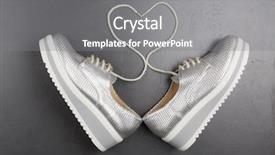  Presentation with fashion shoes - Audience pleasing slide set consisting of fashion shoes new modern silvery backdrop and a gray colored foreground