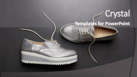  Presentation with fashion shoes - Cool new PPT theme with fashion shoes new modern silvery backdrop and a gray colored foreground