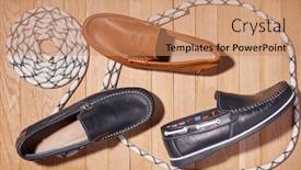  Presentation with men shoes - Slide set having fashion-shoes-new-top-siders background and a coral colored foreground