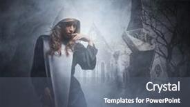  Presentation with nun - Amazing PPT theme having fashion shoot of young sexy nun backdrop and a gray colored foreground