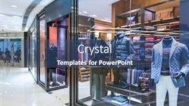  Presentation with clothes shop - PPT theme having fashion shop display window and clothes background and a ocean colored foreground