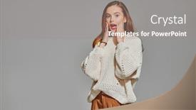  Presentation with joy - Slides enhanced with fashion-shot-beautiful-emotional-girl background and a gray colored foreground