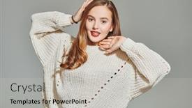  Presentation with joy - PPT theme with fashion-shot-beautiful-emotional-girl background and a light gray colored foreground