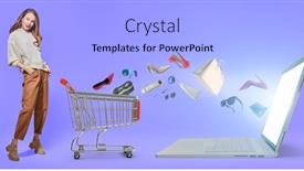  Presentation with online shopping - PPT theme having fashion-shot-beautiful-young-girl background and a light blue colored foreground