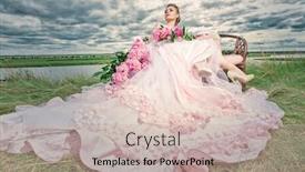  Presentation with pink wedding - Colorful presentation design enhanced with fashion-shot-gorgeous-young-woman backdrop and a soft green colored foreground