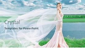  Presentation with pink wedding - Slide set consisting of fashion-shot-gorgeous-young-woman background and a sky blue colored foreground