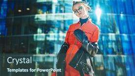  Presentation with skyscraper - Colorful PPT theme enhanced with fashion-shot-portrait backdrop and a ocean colored foreground