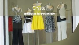  Presentation with boutique - Beautiful presentation theme featuring fashion shows - boutique window with dressed mannequins backdrop and a coral colored foreground