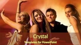  Presentation with night club - Presentation theme featuring fashion shows - people dancing in the night background and a tawny brown colored foreground