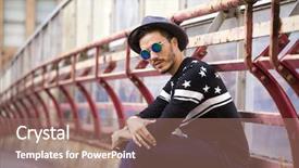  Presentation with urban - Slides enhanced with fashion sock - hipster model posing background and a  colored foreground