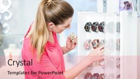  Presentation with fashion - PPT theme with fashion store looking for wristwatch background and a coral colored foreground