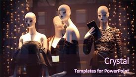  Presentation with luxury fashion handbags - Presentation design enhanced with fashion store showcase with mannequins background and a wine colored foreground