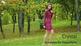  Presentation with winters fashion - Amazing slide deck having fashion street style young brunette backdrop and a  colored foreground