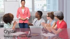  Presentation with self esteem for a college student - Presentation theme having fashion student giving a presentation background and a coral colored foreground