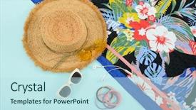  Presentation with blue floral - Slide deck enhanced with fashion summer woman accessories-summer background and a sky blue colored foreground