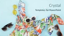  Presentation with blue floral - Amazing slide set having fashion summer woman accessories-summer backdrop and a sky blue colored foreground