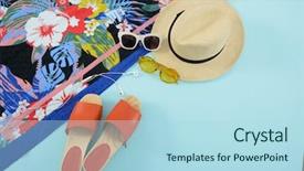  Presentation with blue floral - Beautiful PPT theme featuring fashion summer woman accessories-summer backdrop and a light blue colored foreground