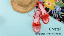  Presentation with blue floral - Presentation theme with fashion summer woman accessories-summer background and a light blue colored foreground