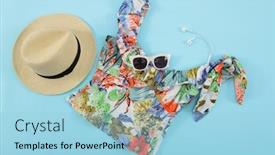  Presentation with blue floral - Presentation design with fashion summer woman accessories-summer background and a light blue colored foreground
