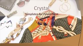  Presentation with fashion handbag - Amazing PPT theme having fashion sundress with handbag hat sunglasses necklace purse on white background backdrop and a lemonade colored foreground