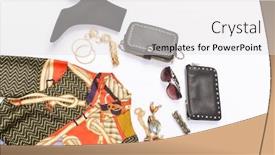  Presentation with fashion handbag - Cool new presentation theme with fashion sundress with handbag hat sunglasses necklace boots on white background backdrop and a light gray colored foreground