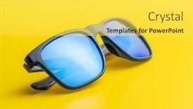  Presentation with fashion - Slides with fashion-sunglasses-on-yellow-background background and a yellow colored foreground