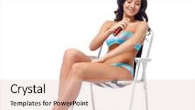  Presentation with sunscreen - Audience pleasing theme consisting of fashion swimwear summer and beach backdrop and a lemonade colored foreground