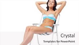  Presentation with fashion - Slides having fashion swimwear summer and beach background and a light gray colored foreground