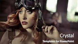  Presentation with mystery - Beautiful PPT theme featuring mystery sales - portrait of a young woman backdrop and a  colored foreground