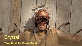  Presentation with steampunk - Presentation theme enhanced with steampunk man wearing glasses post background and a  colored foreground