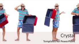  Presentation with luggage - Amazing presentation having theft damage - travel vacation concept with luggage backdrop and a  colored foreground