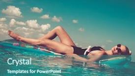  Presentation with swimming pool - Theme with fashion vintage - pin up girl background and a ocean colored foreground