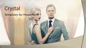  Presentation with luxury fashion - Beautiful presentation theme featuring fashion vintage - retro couple in luxury interior backdrop and a lemonade colored foreground