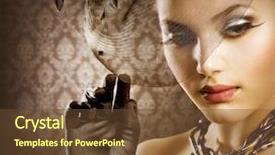  Presentation with romantic - Presentation theme featuring illustration of a brown cow background and a mint green colored foreground