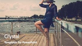  Presentation with old style vintage postcard - Amazing PPT layouts having fashion vintage - stylish woman in white hat backdrop and a coral colored foreground