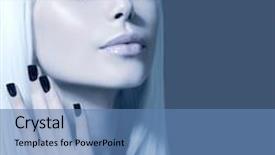  Presentation with grey black white - Slide set featuring fashion vogue style model portrait beauty woman with white hair and black nails beautiful stylish girl portrait makeup fringe hair style over grey background background and a teal colored foreground