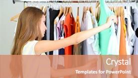  Presentation with systemic thinking - PPT layouts featuring fashion wardrobe - beautiful young woman thinking what background and a coral colored foreground
