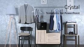  Presentation with clothes - Audience pleasing slides consisting of fashion wardrobe - casual stylish male clothes backdrop and a light blue colored foreground