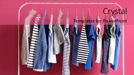  Presentation with clothes - Slides having fashion wardrobe - hangers with colourful clothes background and a coral colored foreground