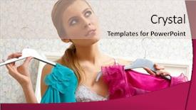  Presentation with new year - Presentation consisting of fashion wardrobe - image of pretty female thinking background and a soft green colored foreground
