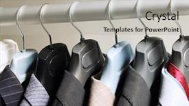  Presentation with boutique - Colorful presentation theme enhanced with fashion wardrobe - photo of hangers with jackets backdrop and a  colored foreground