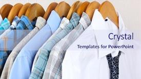  Presentation with hanging light standout - Presentation design with fashion wardrobe - shirts with ties on wooden background and a  colored foreground