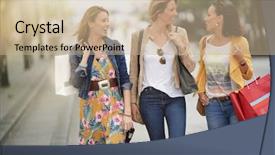  Presentation with diversity inclusion women - Colorful PPT theme enhanced with fashion week - cheerful women shopping together backdrop and a  colored foreground