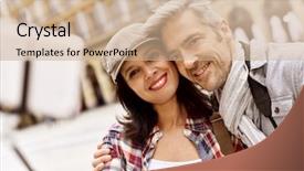  Presentation with selfie - Theme consisting of fashion week - couple in spain taking selfie background and a coral colored foreground