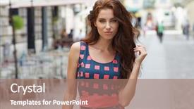  Presentation with hair tools and hairdressing concept - PPT layouts featuring fashion week - young beautiful tourist woman straight background and a  colored foreground