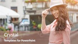  Presentation with hair tools and hairdressing concept - Theme enhanced with fashion week - young beautiful tourist woman straight background and a coral colored foreground