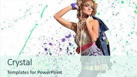  Presentation with pain - Presentation theme with fashion woman 80's style background and a sky blue colored foreground