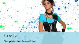  Presentation with 80s - Presentation theme consisting of fashion woman 80's style background and a  colored foreground