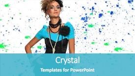  Presentation with 80s - Colorful PPT layouts enhanced with fashion woman 80's style backdrop and a teal colored foreground