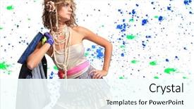  Presentation with fashion - Slide set consisting of fashion woman 80's style background and a cool aqua colored foreground